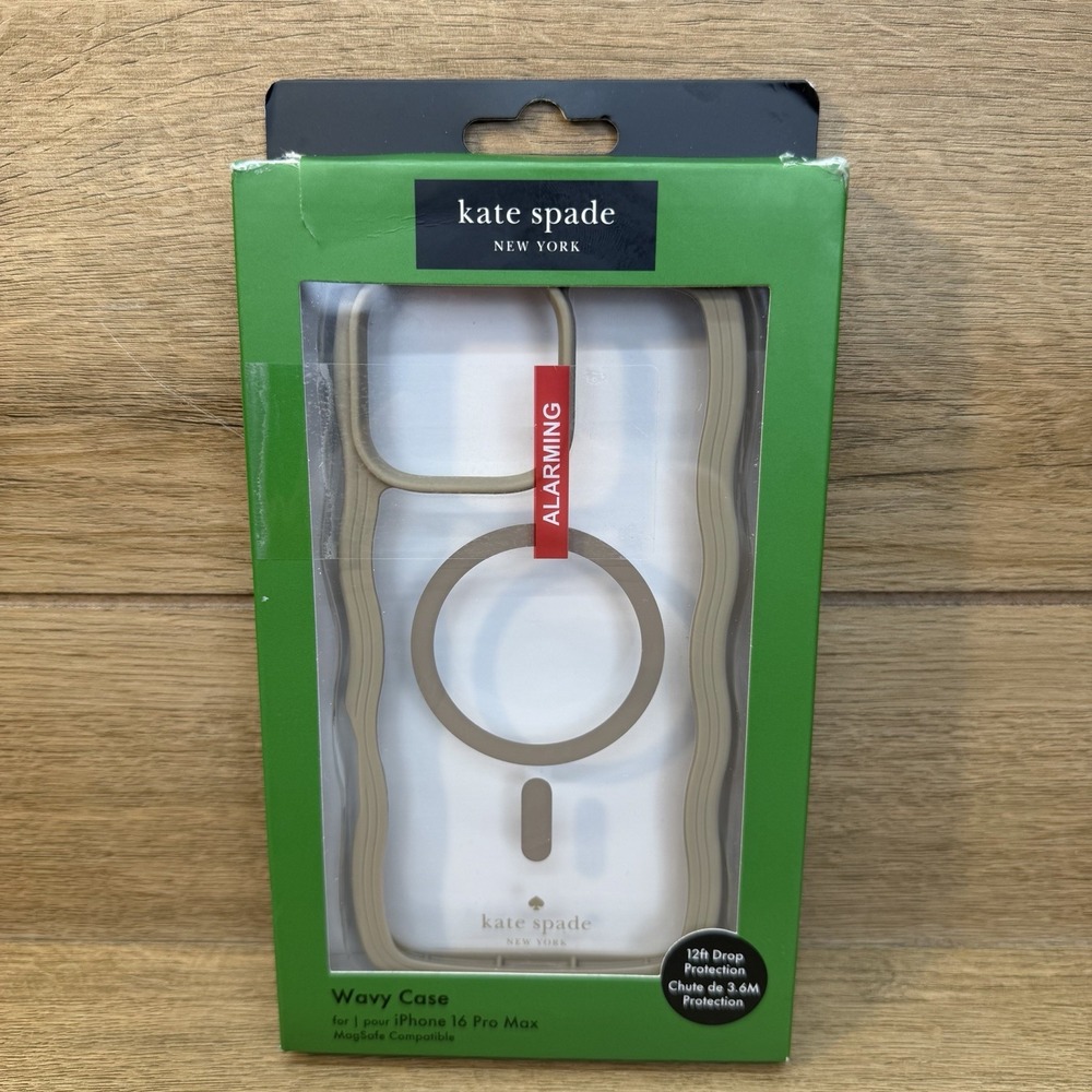 KATE SPADE Protective Case Magsafe For IPHONE 16 Pro Max Wavy Tan Clear New